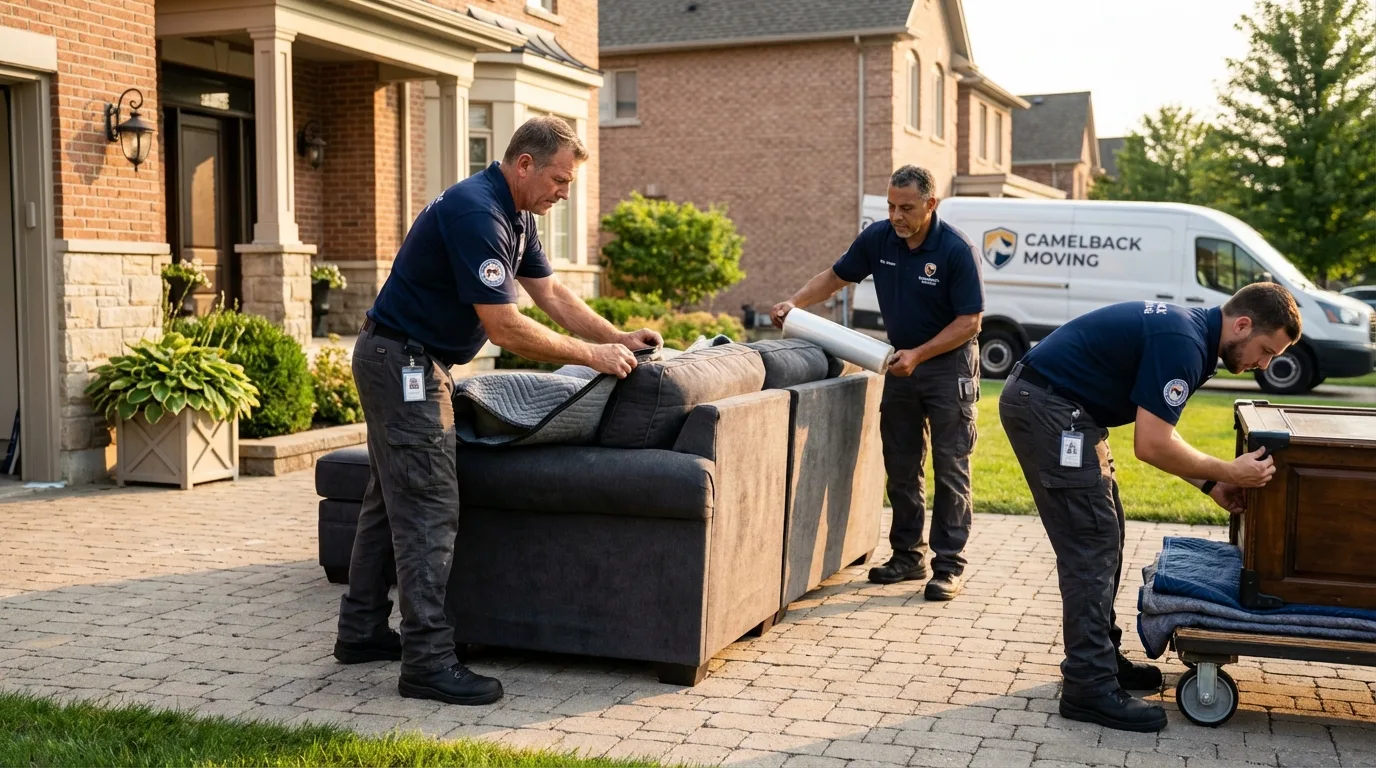 Large estate moving crew wrapping furniture in Welch, WV