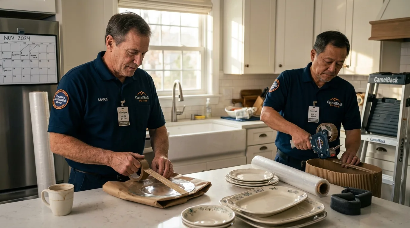 Professional crew packing kitchen dishware in Welch, WV